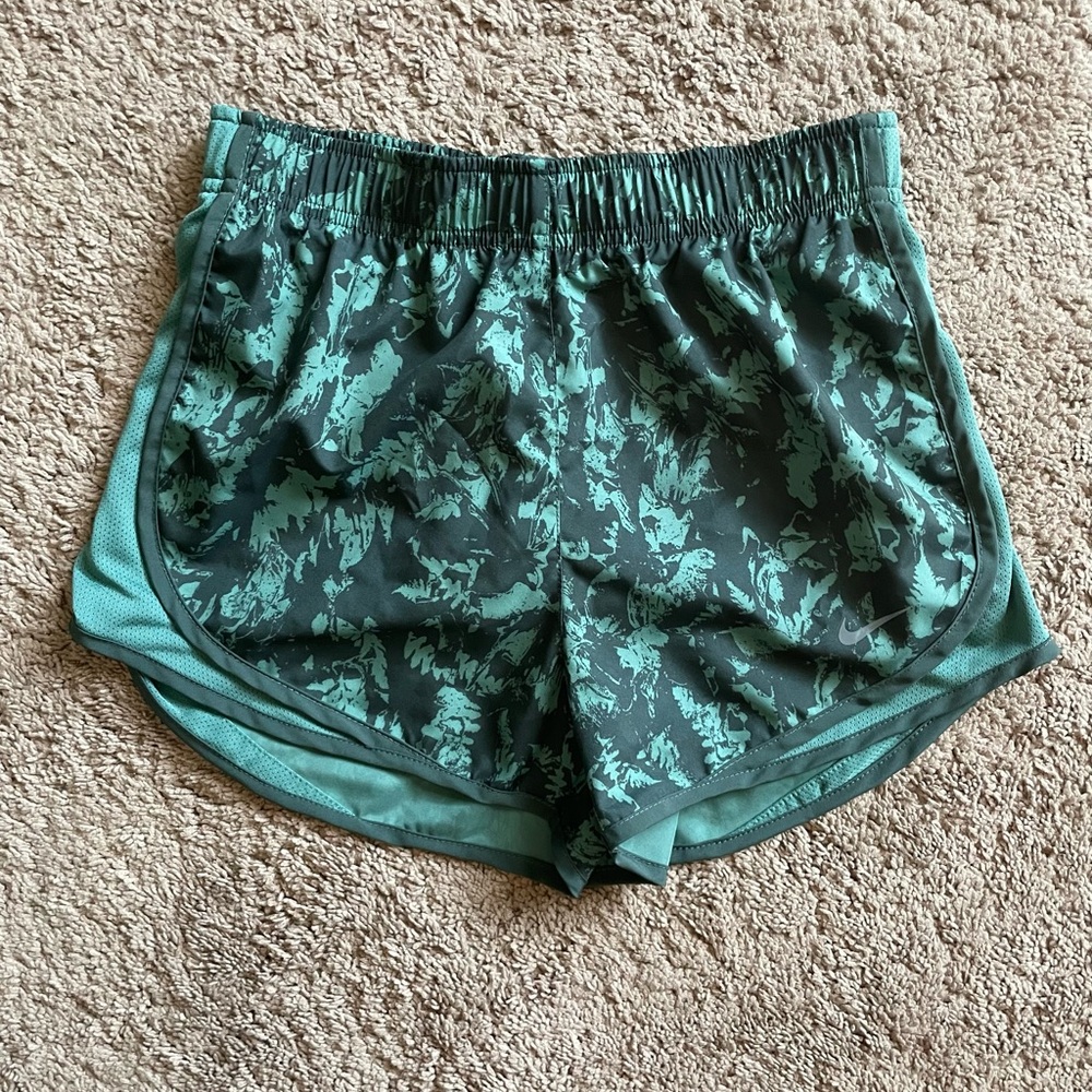 Women's Green Patterned Athletic Shorts